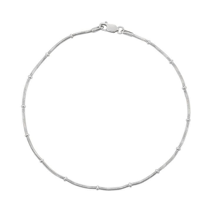 Sterling Silver Snake Chain Anklet, Women's, Size: 10, Grey