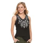 Women's Sonoma Goods For Life&trade; Embroidered Tank, Size: Xxl, Black