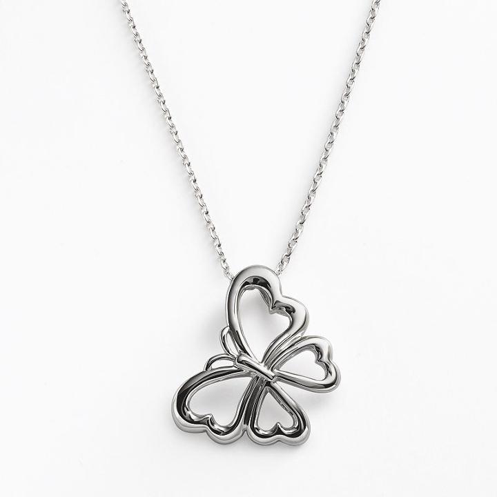 Sterling Silver Openwork Butterfly Pendant, Women's, Size: 18, Grey
