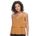 Juniors' Mudd&reg; Tiered Flutter Tank, Girl's, Size: Small, Med Brown