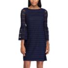 Petite Chaps Lace Bell-sleeve Shift Dress, Women's, Size: 4 Petite, Blue (navy)