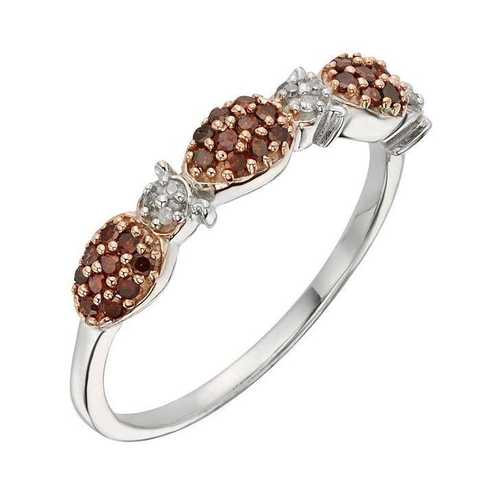 Sterling Silver 1/4-ct. T.w. Red And White Diamond Ladybug Ring, Women's, Size: 7