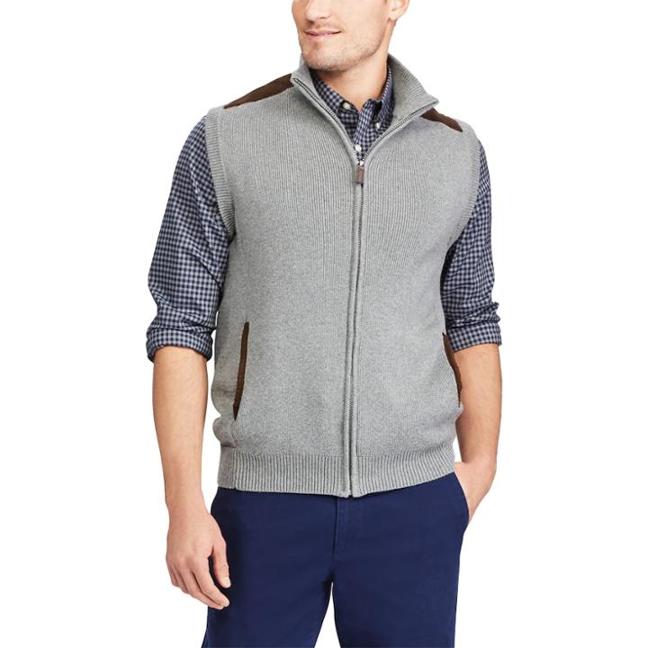 Big & Tall Chaps Classic-fit Suede-trim Sweater Vest, Men's, Size: 3xb, Grey