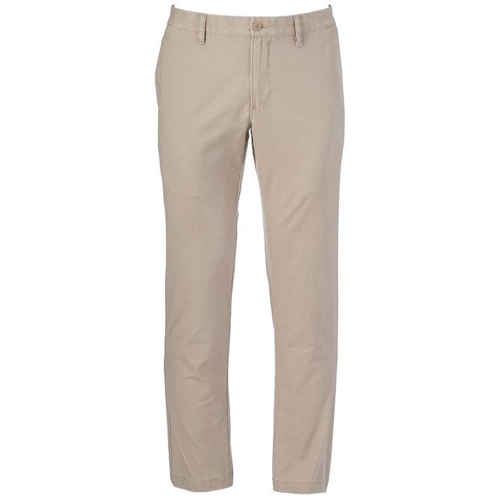 Men's Sonoma Goods For Life&trade; Slim-fit Flat-front Pants, Size: 38x29, Beig/green (beig/khaki)
