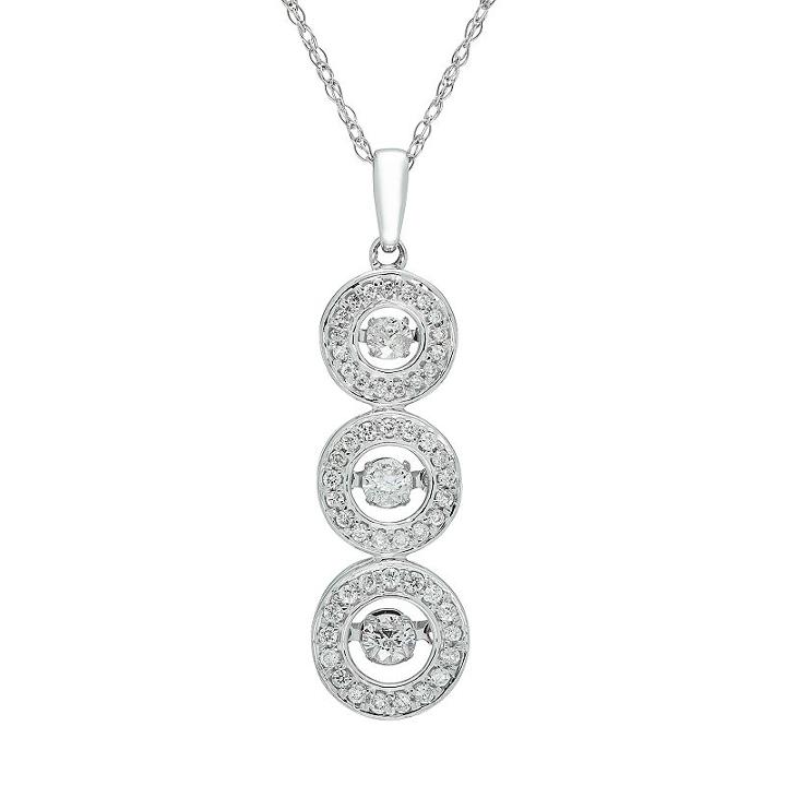 Boston Bay Diamonds 14k White Gold 1 Carat T.w. Diamond Triple Circle Pendant Necklace, Women's, Size: 18