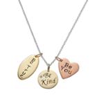 Tri-tone Sterling Silver Inspirational Charm Necklace, Women's, Size: 18, Grey