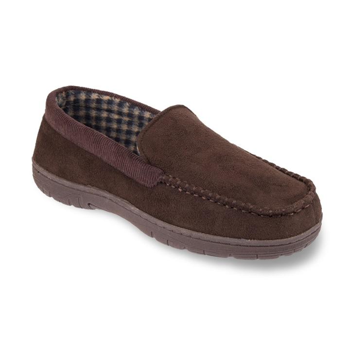 Men's Heat Keep Microsuede Venetian Moccasin Slippers, Size: Large, Brown