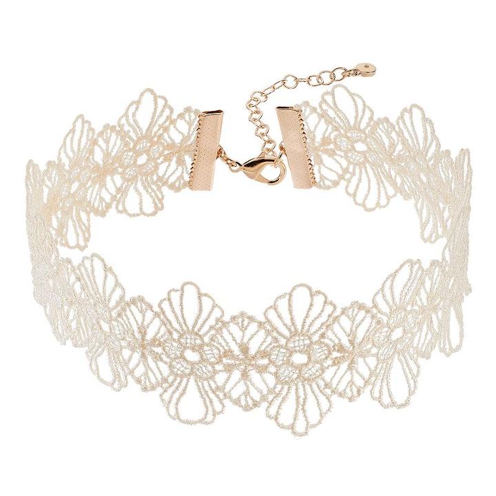 Lc Lauren Conrad Floral Lace Choker Necklace, Women's, Natural