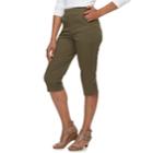 Women's Croft & Barrow&reg; Rivet-hem Pull On Capris, Size: Xl, Green