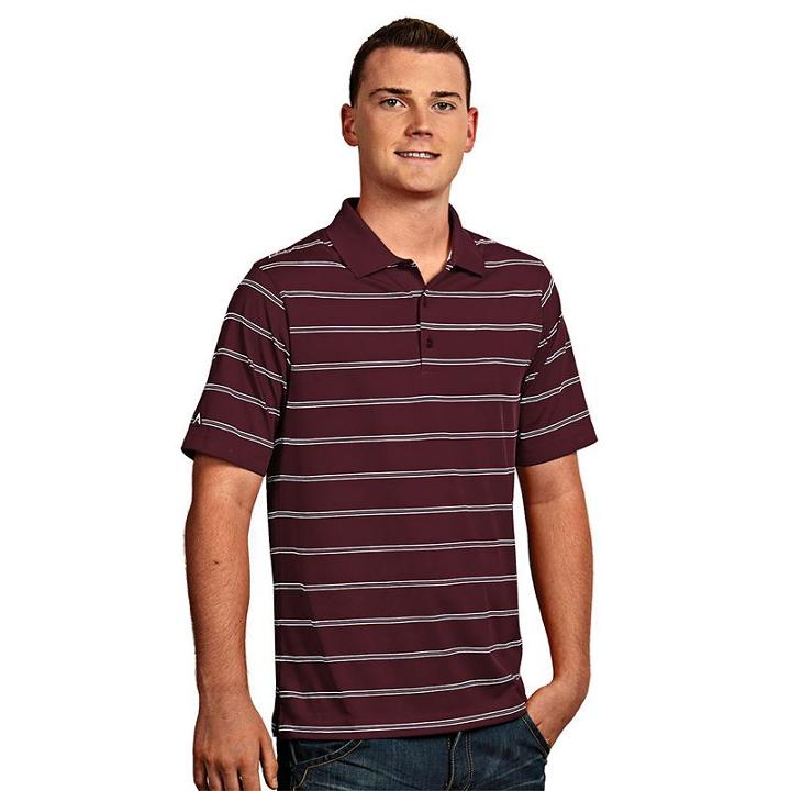 Men's Antigua Striped Performance Golf Polo, Size: 3xl, Dark Red