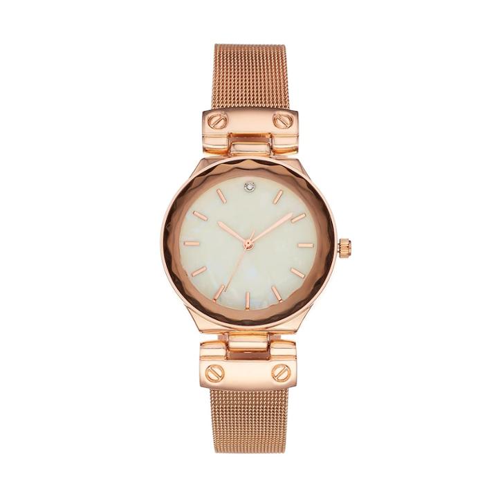 Women's Mesh Crystal Accent Watch, Size: Medium, Pink