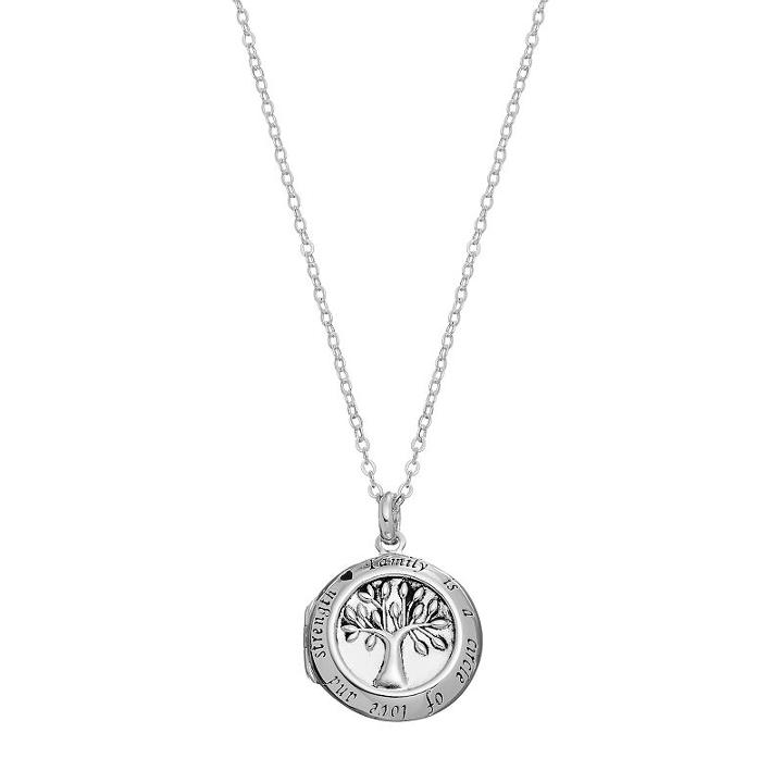 Silver Expressions By Larocks Family Tree Locket Necklace, Women's, Grey
