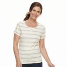 Women's Croft & Barrow&reg; Button Accent Scoopneck Tee, Size: Xxl, Med Yellow