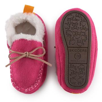 Baby Girl Skidders Moccasin Slippers, Size: 24 Months, Light Pink