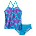Girls 7-14 Nike Cross-back Graphic Tankini Swimsuit Set, Girl's, Size: 12, Turquoise/blue (turq/aqua)
