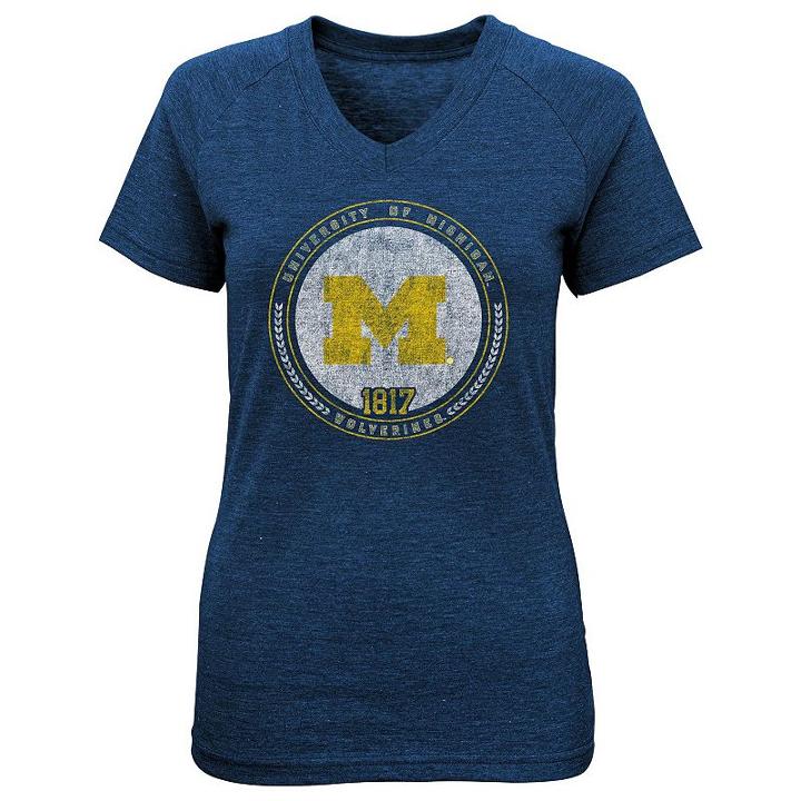 Girls 7-16 Michigan Wolverines Team Medallion Tee, Girl's, Size: Xl(16), Blue