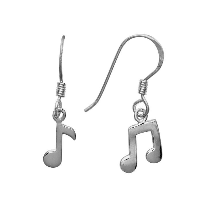 Sterling Silver Music Note Drop Earrings, Women's