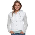 Juniors' Mudd&reg; Knit-sleeve Denim Jacket, Teens, Size: Xl, White