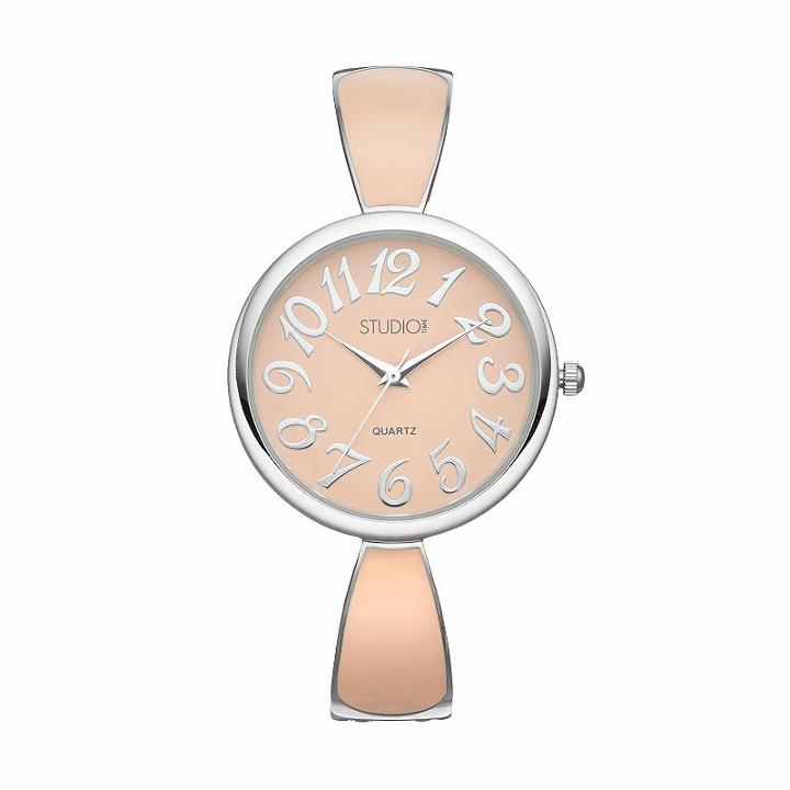 Studio Time Women's Enameled Cuff Watch, Size: Medium, Pink