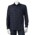 Men's Croft & Barrow&reg; Classic-fit Plaid Flannel Performance Button-down Field Shirt, Size: Small, Dark Blue