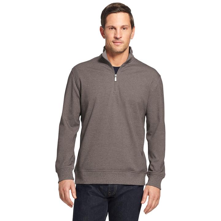 Men's Van Heusen Flex Fleece Quarter-zip Top, Size: Small, Grey