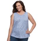 Plus Size Croft & Barrow&reg; Pleated Swing Tank, Women's, Size: 4xl, Med Blue