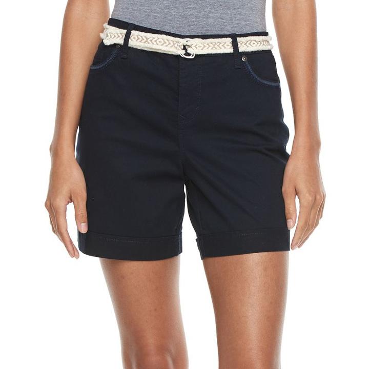 Women's Gloria Vanderbilt Marisa Belted Shorts, Size: 14, Blue
