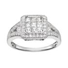 Diamond Square Halo Engagement Ring In 10k White Gold (3/4 Carat T.w.), Women's, Size: 6