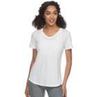 Women's Tek Gear&reg; Essential V-neck Short Sleeve Tee, Size: L Tall, White