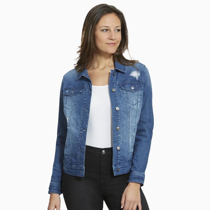 Women's Gloria Vanderbilt Ellie Jean Jacket, Size: Large, Blue