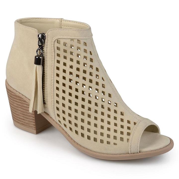 Journee Collection Pixie Women's Peep Toe Ankle Boots, Girl's, Size: 10, Natural