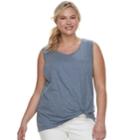 Juniors' Plus Size So&reg; Knot-front Tank, Teens, Size: 1xl, Dark Blue