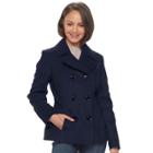 Juniors' Pink Envelope Double-breasted Peacoat, Teens, Size: Small, Blue (navy)