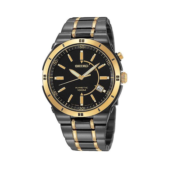 Seiko Men's Two Tone Stainless Steel Kinetic Watch - Ska366, Multicolor