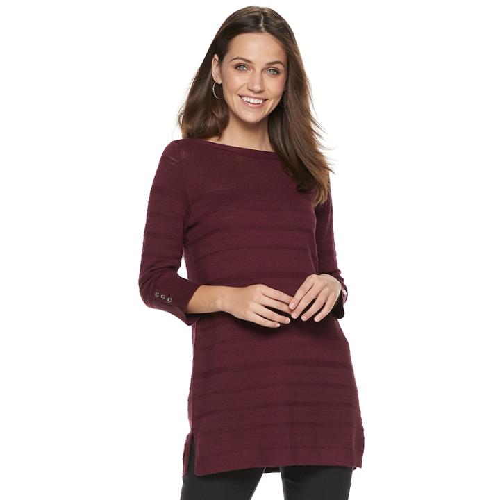 Women's Apt. 9&reg; Pointelle Tunic, Size: Xl, Red