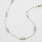 Chaps Silver-tone Beaded Long Necklace, Women's, Grey