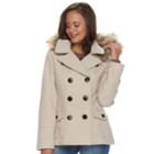 Juniors' Urban Republic Faux-fur Double-breasted Peacoat, Teens, Size: Medium, Lt Beige