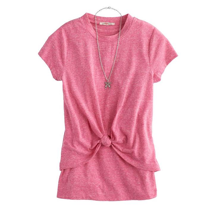 Girls 7-16 Dj & Juju Twist Front Tee With Necklace, Size: Small, Pink
