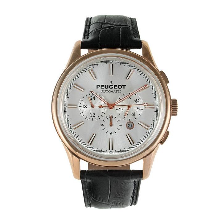 Peugeot Men's Automatic Leather Skeleton Watch - Mk910rbk, Black