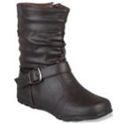 Journee Katie Girls' Midcalf Boots, Size: 4, Brown