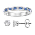 City By City Ring & Stud Earring Set, Women's, Size: 7, Med Blue