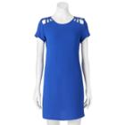 Juniors' Speechless Lattice Short Sleeve Dress, Girl's, Size: Medium, Brt Blue