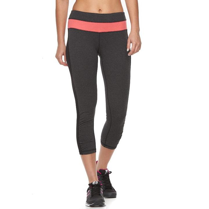 Women's Tek Gear&reg; Ruched Leg Capri Yoga Leggings, Size: Medium, Dark Grey