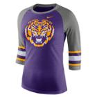 Women's Nike Lsu Tigers Striped Sleeve Tee, Size: Medium, Purple