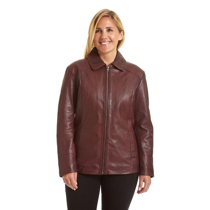 Plus Size Excelled Leather Scuba Jacket, Women's, Size: 1xl, Dark Red
