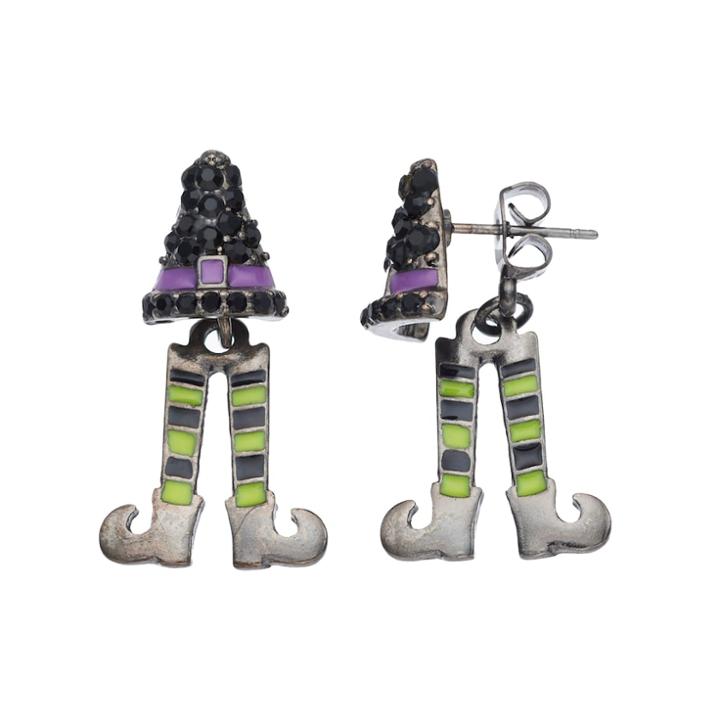Witch's Hat & Stockings Front Back Earrings, Women's, Multicolor
