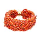 Orange Braided Seed Bead Stretch Bracelet, Women's, Pink Other