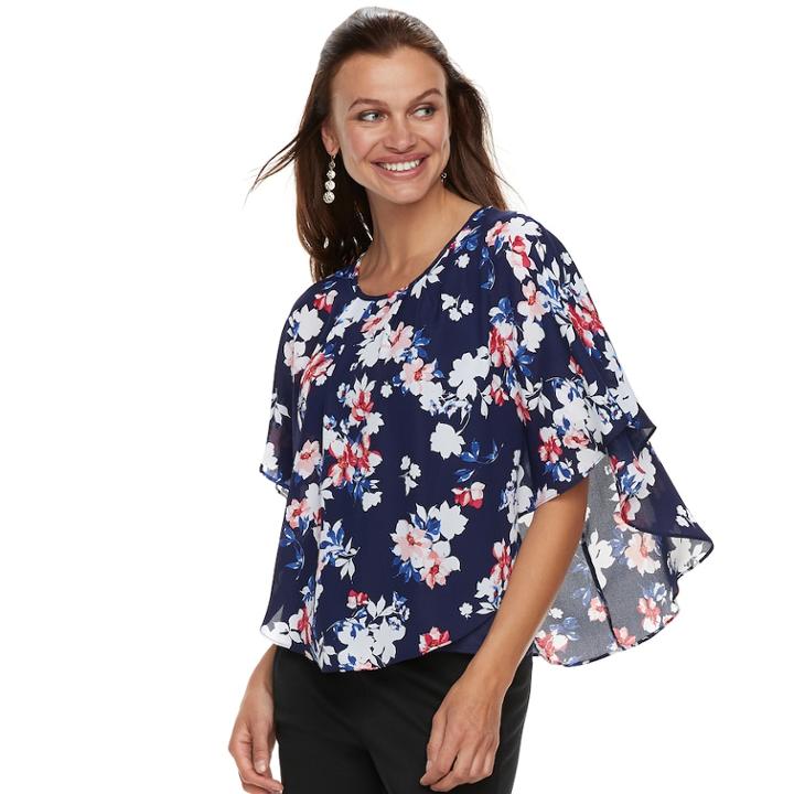 Women's Elle&trade; Crepe Popover Top, Size: Small, Blue (navy)