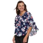 Women's Elle&trade; Crepe Popover Top, Size: Small, Blue (navy)