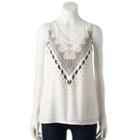 Women's Apt. 9&reg; Geometric Embroidered Tank, Size: Xl, White